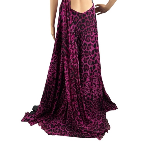 Cassandra Stone by Mac Duggal One-Shoulder Gown 2 Fuchsia Leopard Print Beaded - Picture 10 of 16